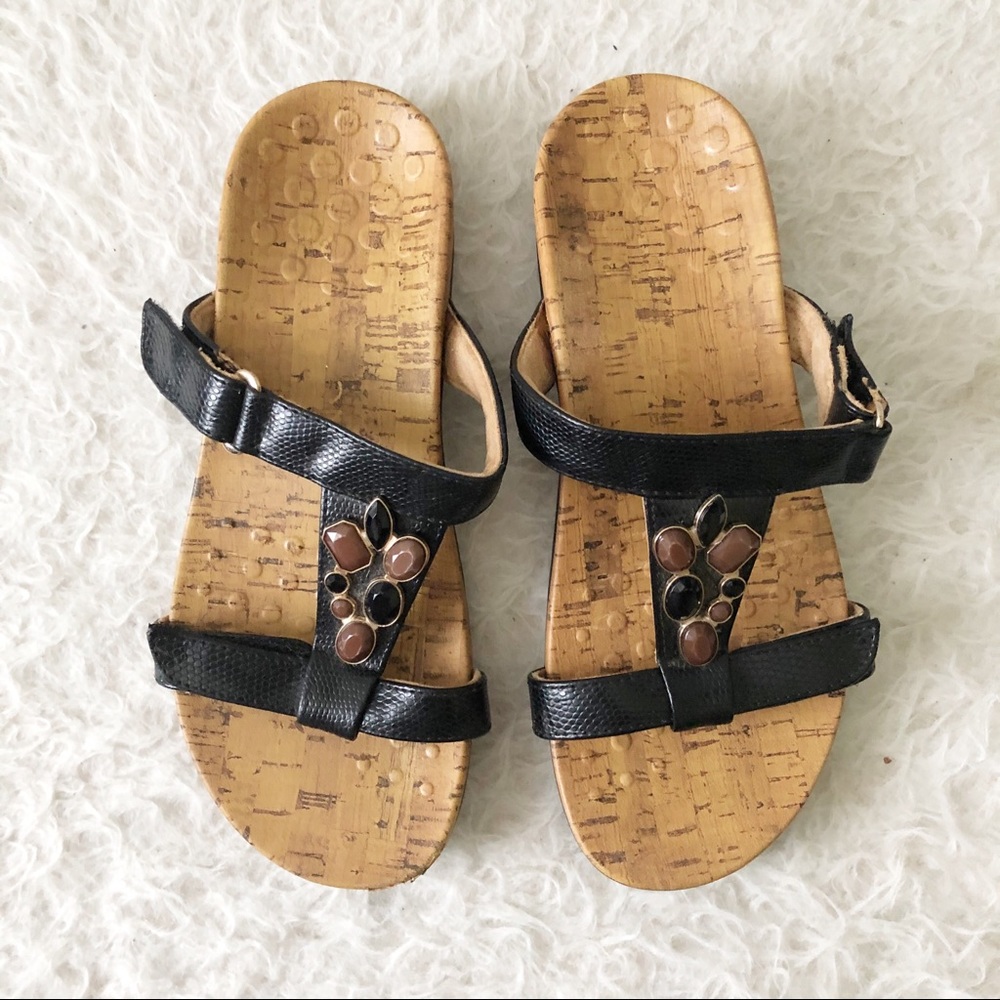 Vionic Black Jeweled Sandals Size 8